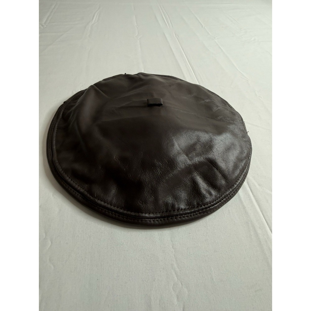 VTG Winner Brown Genuine Leather Flap Cap Made In USA OSFA Classic Old Money Tie